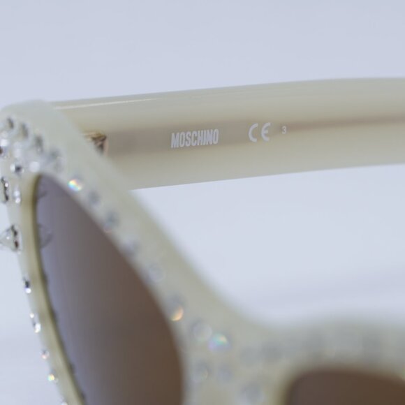 Moschino MOS006/S/STR 0SZJ 70 Sunglasses Ivory Cat Eye Frame, Brown Lenses main image 10